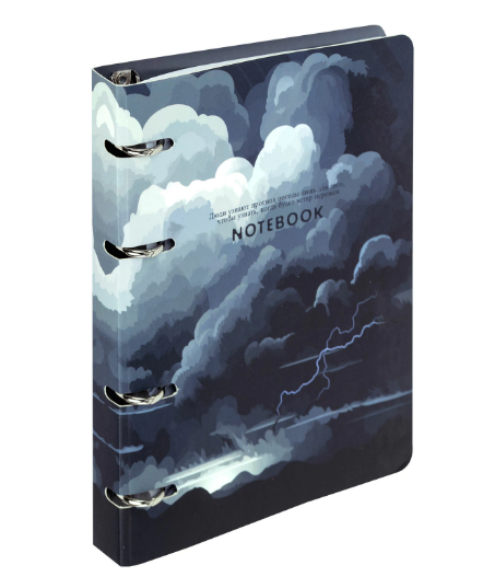 Тетрадь на кольцах А5 160х212 мм, 120 листов, картон, клетка, BRAUBERG, Clouds, 404726
