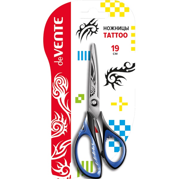 Ножницы канцелярские 'deVENTE. Tattoo' 19 см, двухцветные, 4091801