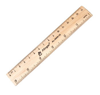 Линейка, Alingar, 15 см, деревянная. 2 шкалы см, дюйм, пвх пакет, AL3695-15