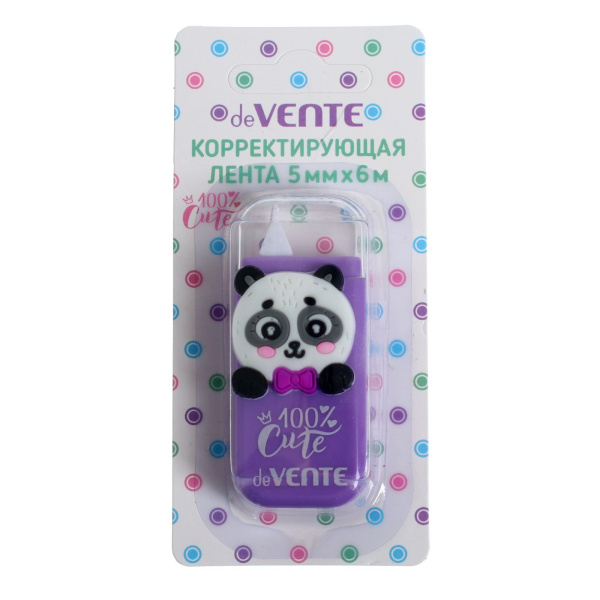 Корректирующая лента 'deVENTE. 100% Cute. Panda', сиреневый непрозрачный корпус, 4062326